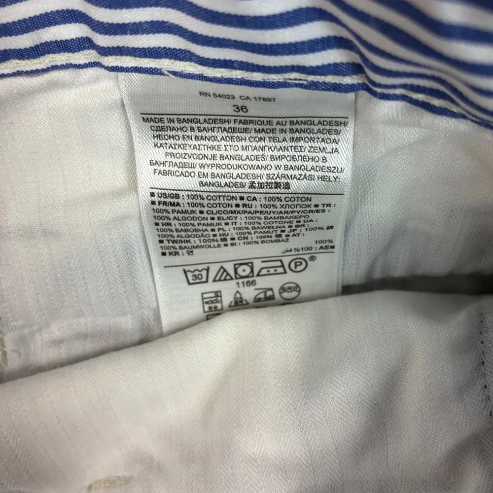 Banana Republic Mens 36 Blue White Tie Dye Striped Cotton Chino Shorts Summer